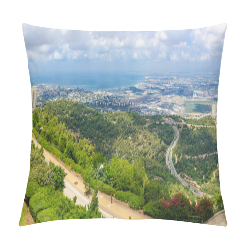 Personality  Panoramic View Of The Bay Of Haifa Pillow Covers