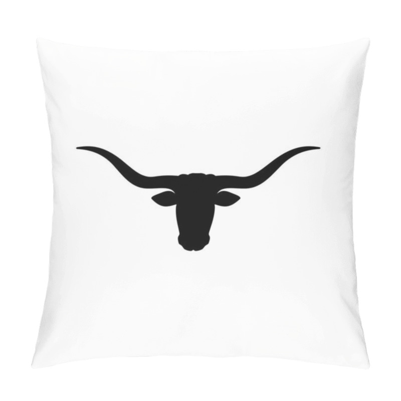 Personality  Longhorn Cattle Head Silhouette Vector Isolated On White Background. Longhorn Cattle Logo Template In Trendy Style. Suitable For Many Purposes About Cow Or Longhorn Cattle. Pillow Covers