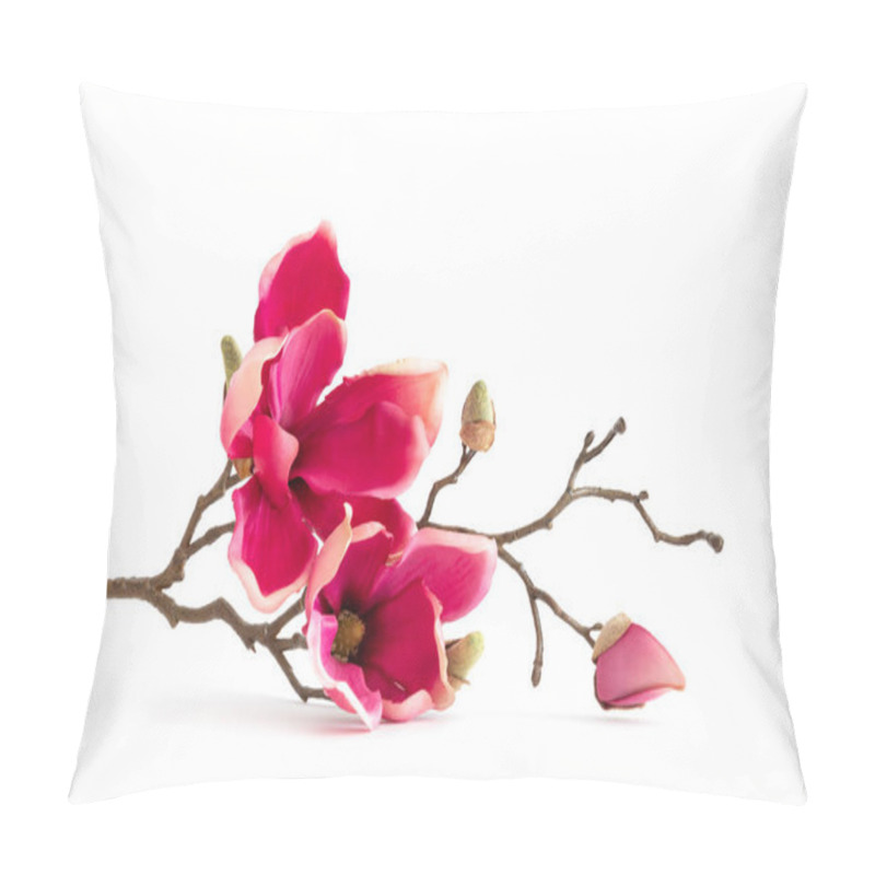 Personality  Red Magnolia Flowers Isolated On White Background  Pillow Covers