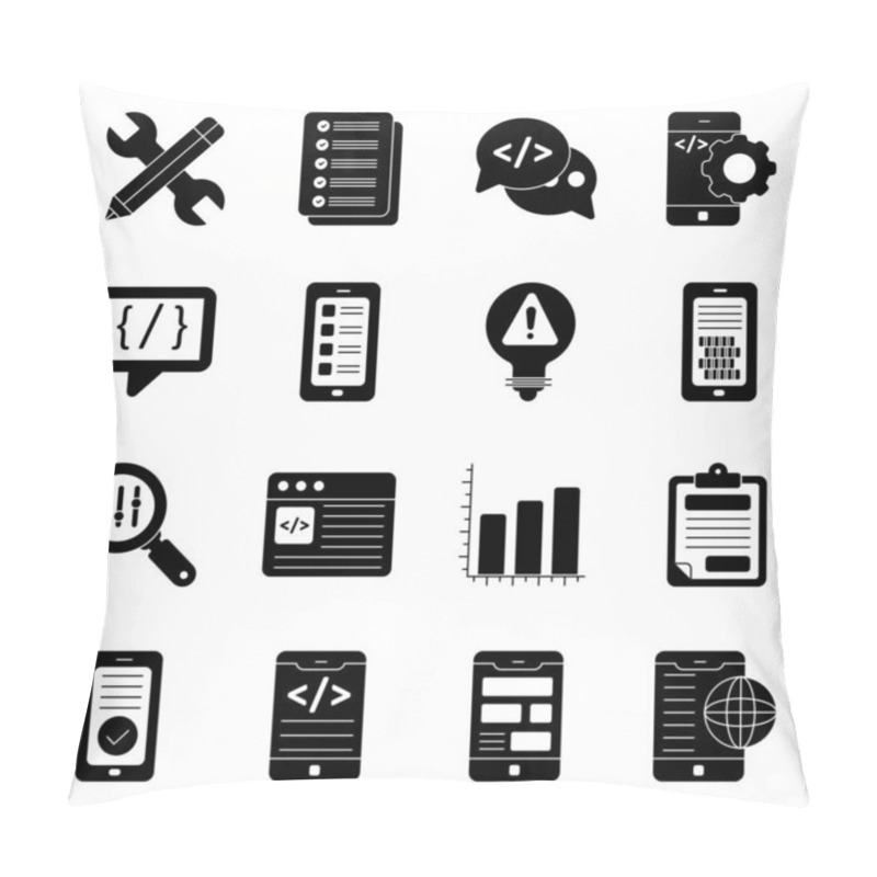 Personality  Here Is A Set Of Mobile Development, Useful For App Development, App Design And All Graphics Projects. Flat Icons On White Background Are Displaying Conceptual Visuals Which Are Easy To Edit And Modify. Pillow Covers