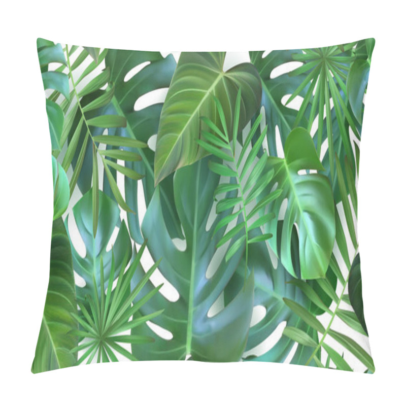 Personality  Pattern With Tropical, Exotic Leaves On A White Background. Monstera Seamless Pattern. Realism. Vector Illustration Pillow Covers