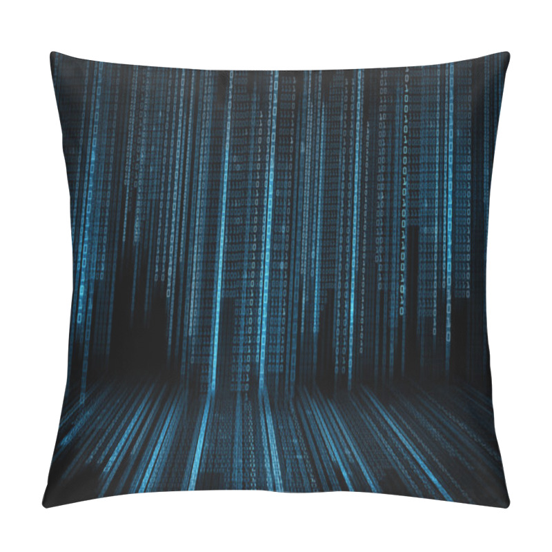 Personality  Black Blue Binary System Code Background Pillow Covers