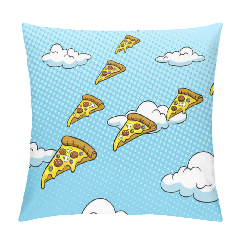 Personality  Pizza Slice Like Bird Pop Art Vector Illustration Pillow Covers