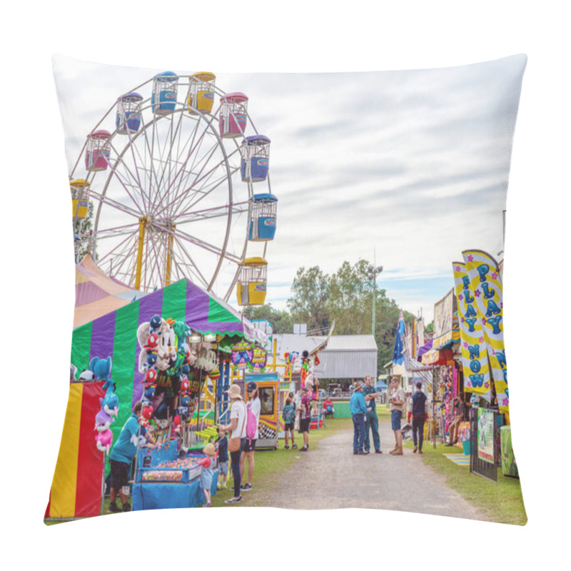 Personality  Ferris Wheel And Stalls At Country Fair Pillow Covers