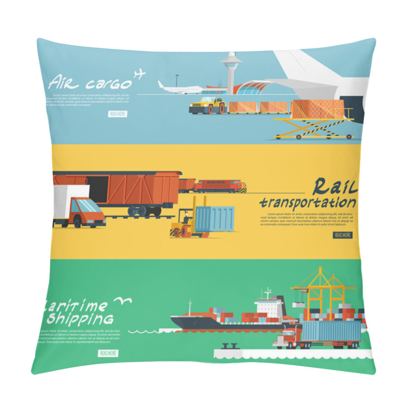 Personality  Logistics Flat Horizontal Banners Set Pillow Covers