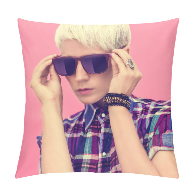 Personality  Portrait Of A Young Attractive Blond Girl, Country Look Pillow Covers