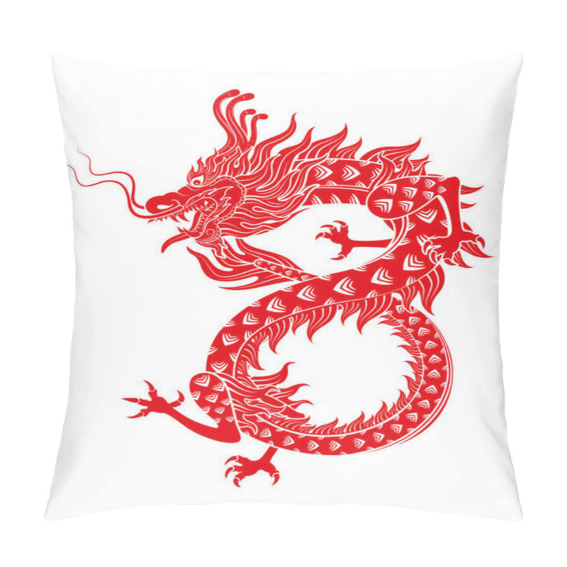 Personality  Traditional Chinese Dragon Red Zodiac Sign Number 8 Infinity Isolated On White Background For Card Design Print Media Or Festival. China Lunar Calendar Animal Happy New Year. Vector Illustration. Pillow Covers