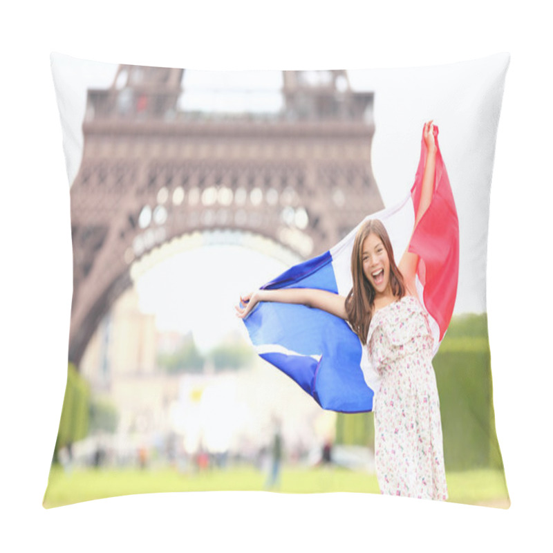 Personality  France - French Flag Woman By Eiffel Tower, Paris Pillow Covers