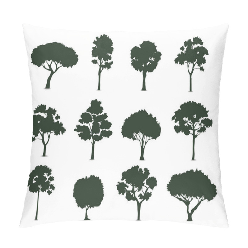 Personality  Trees Silhouette On White Background Vector Illustration EPS10 Pillow Covers