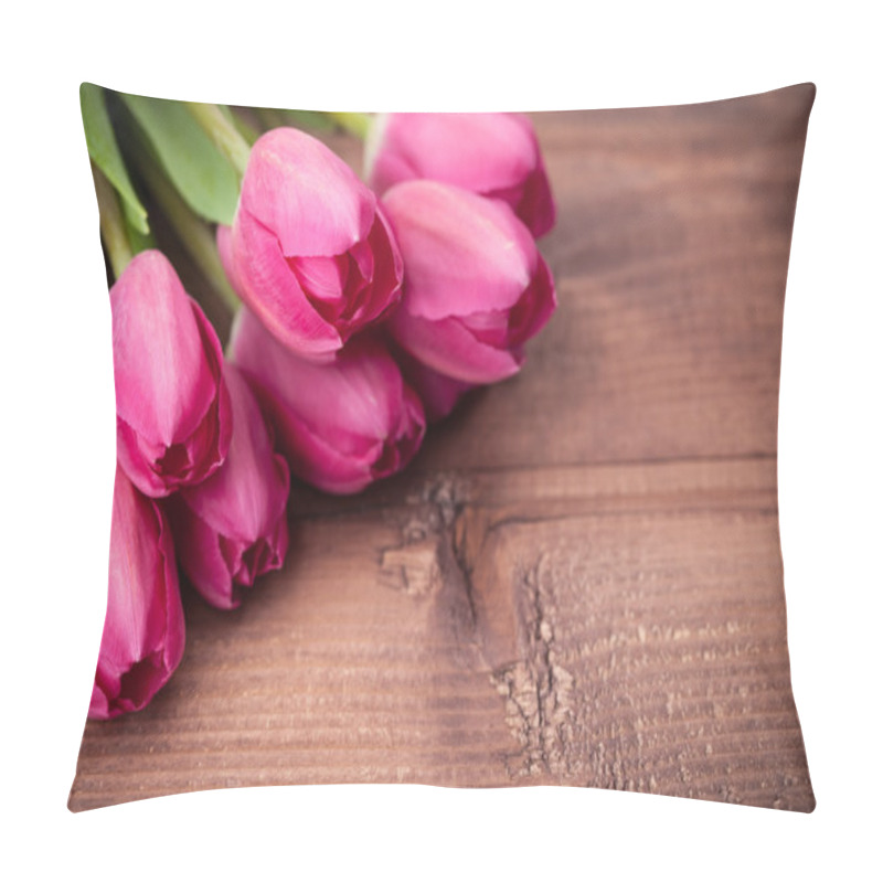 Personality  Tulips Flowers On Wooden Table Pillow Covers