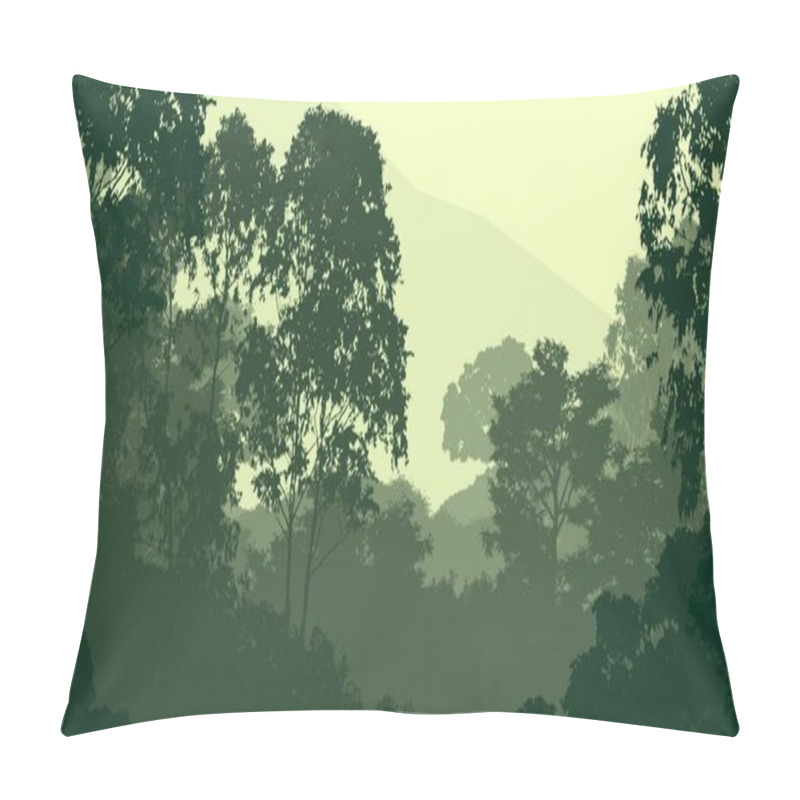 Personality  Abstract Background With Hills In Fog And Forest Haze. Pillow Covers