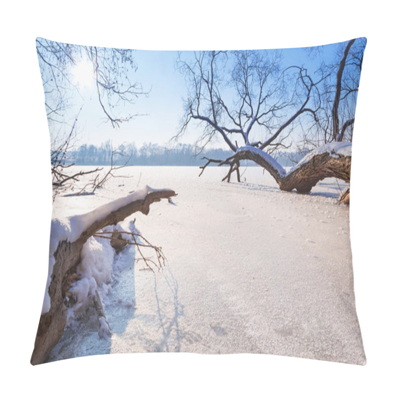 Personality  Winter Scenery Of Frozen Lake Pillow Covers