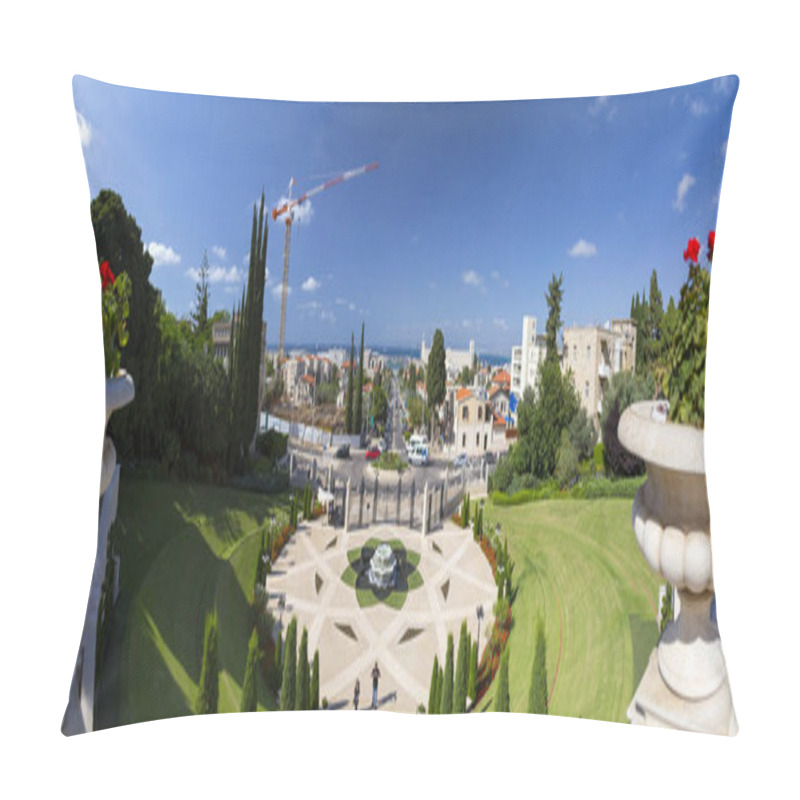 Personality  Haifa, Israel - June 17, 2018: Bahai Gardens, A Holy Temple Of The Bahai Faith Built On Mount Carmel In Haifa, Israel. Pillow Covers