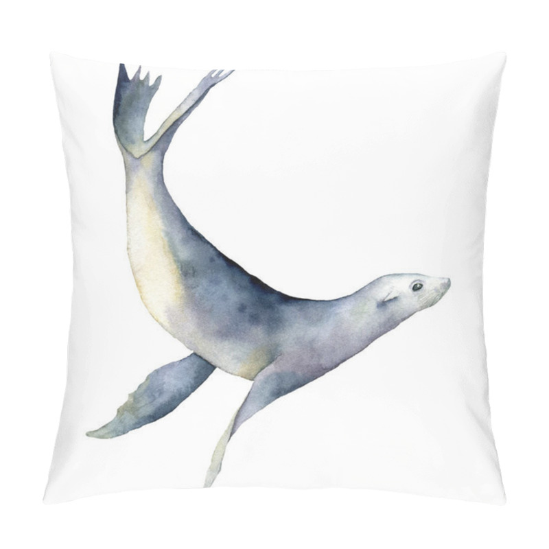 Personality  Watercolor Sea Lion. Underwater Animal Illustration Isolated On White Background. For Design, Prints Or Background. Pillow Covers