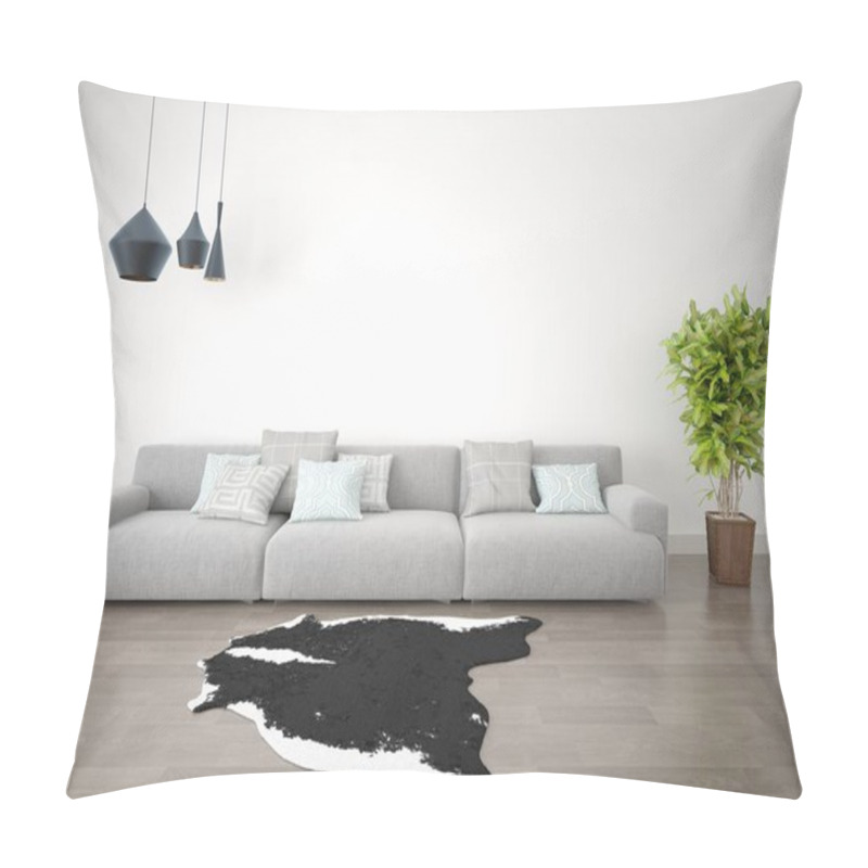 Personality  Mock Up A Bright Living Room With A Large Sofa. Pillow Covers