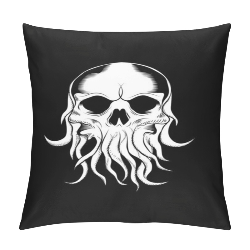 Personality  Skull And Octopus Vector Illustration Pillow Covers