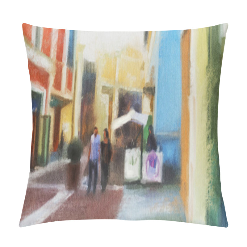 Personality  City Landscape.  Oil Painting.  Hand-drawn Illustration. Pillow Covers