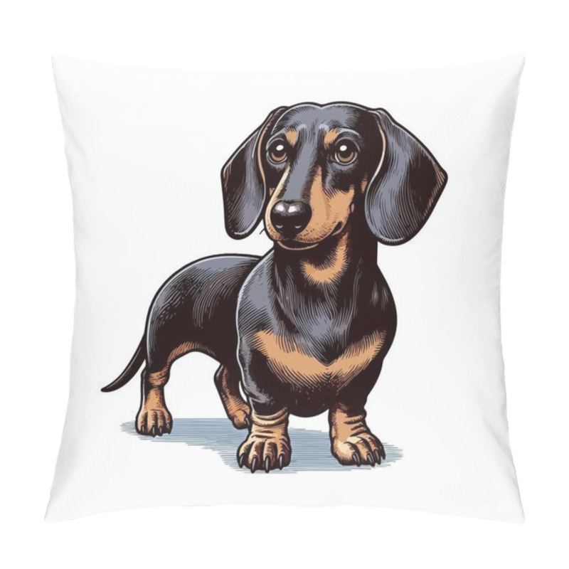 Personality  Dachshund Dog Hand Drawn Vector Illustration Graphic Asset Pillow Covers