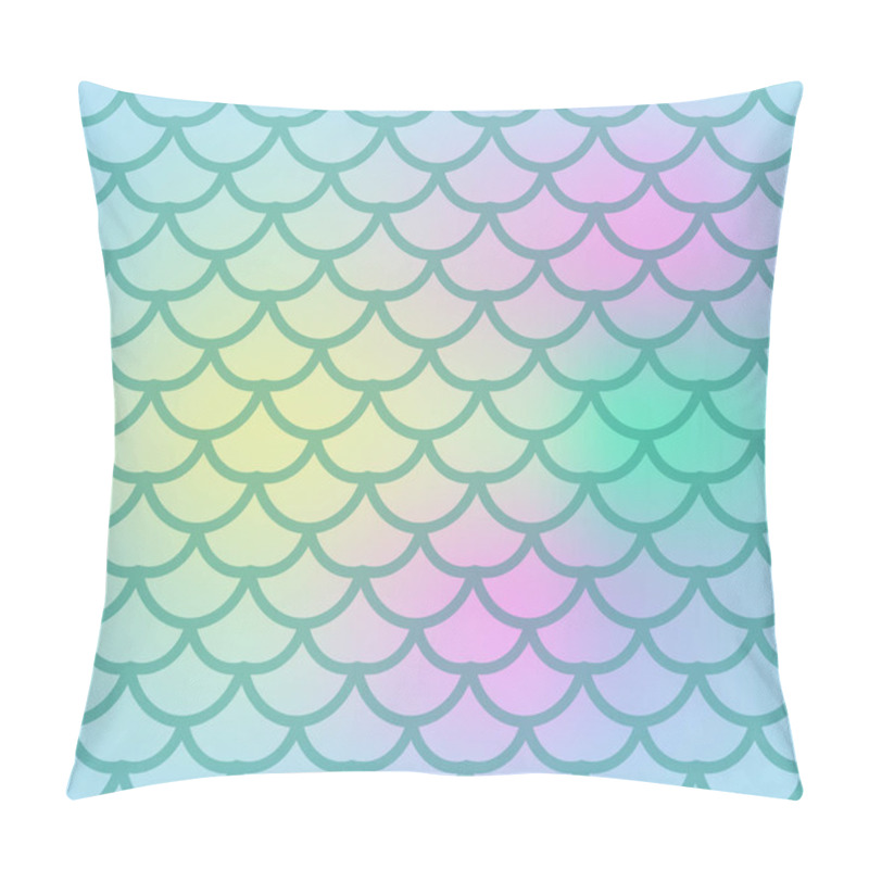 Personality  Fish Scales Seamless Pattern. Fish Skin Endless Background, Mermaid Tail Repeating Texture. Vector Illustration. Pillow Covers