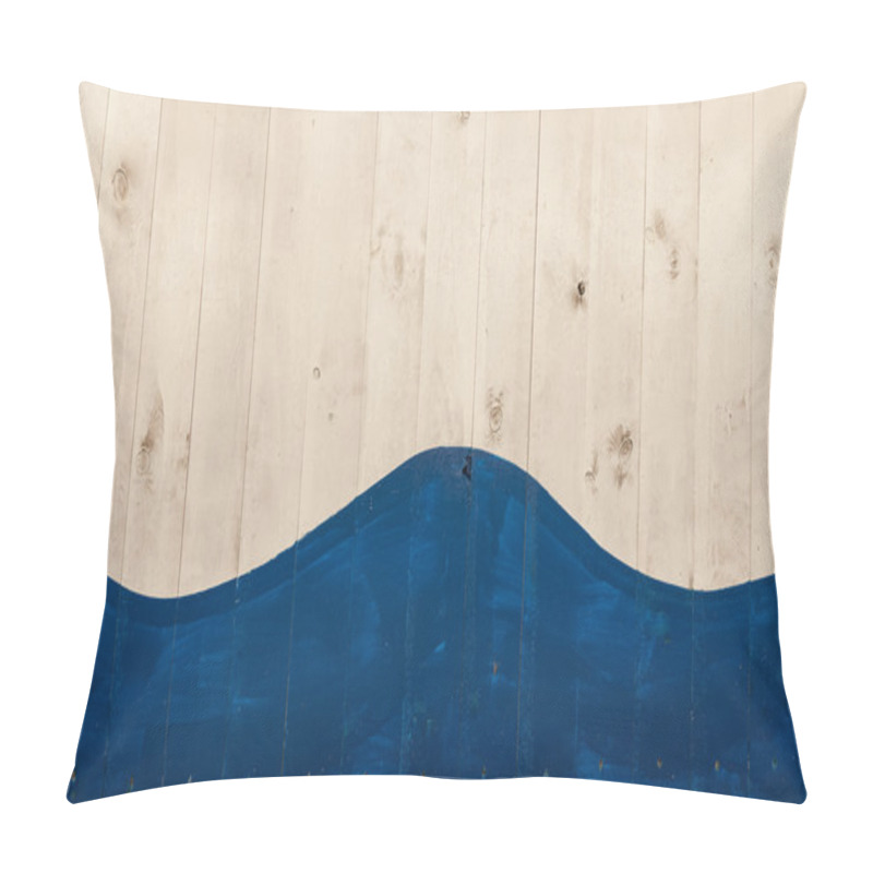 Personality  White Wooden Boards Painted With Blue And Form A Wave Shape Pillow Covers