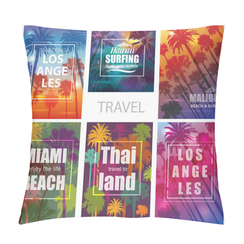 Personality  Exotic Travel Backgrounds With Palm Trees .  Pillow Covers