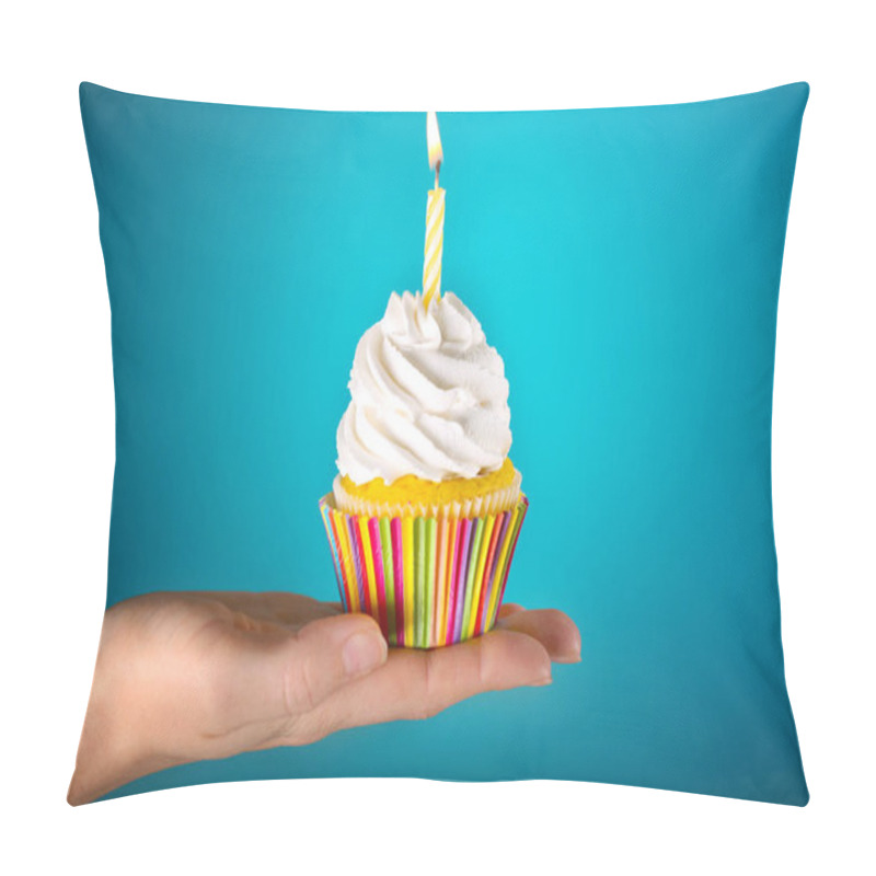 Personality  Tasty Cupcake On Background Pillow Covers