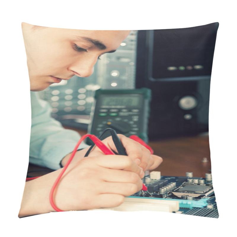 Personality  Young Computer Engineer.  Pillow Covers