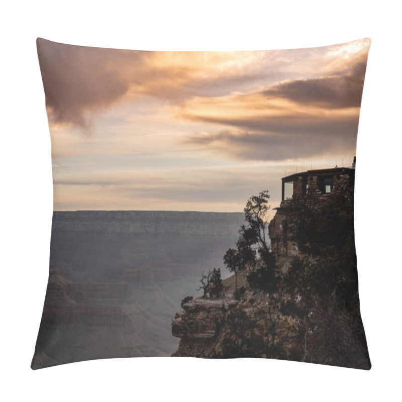 Personality  Yavapai Geology Museum In Early Morning Light Along The South Rim Of Grand Canyon Pillow Covers