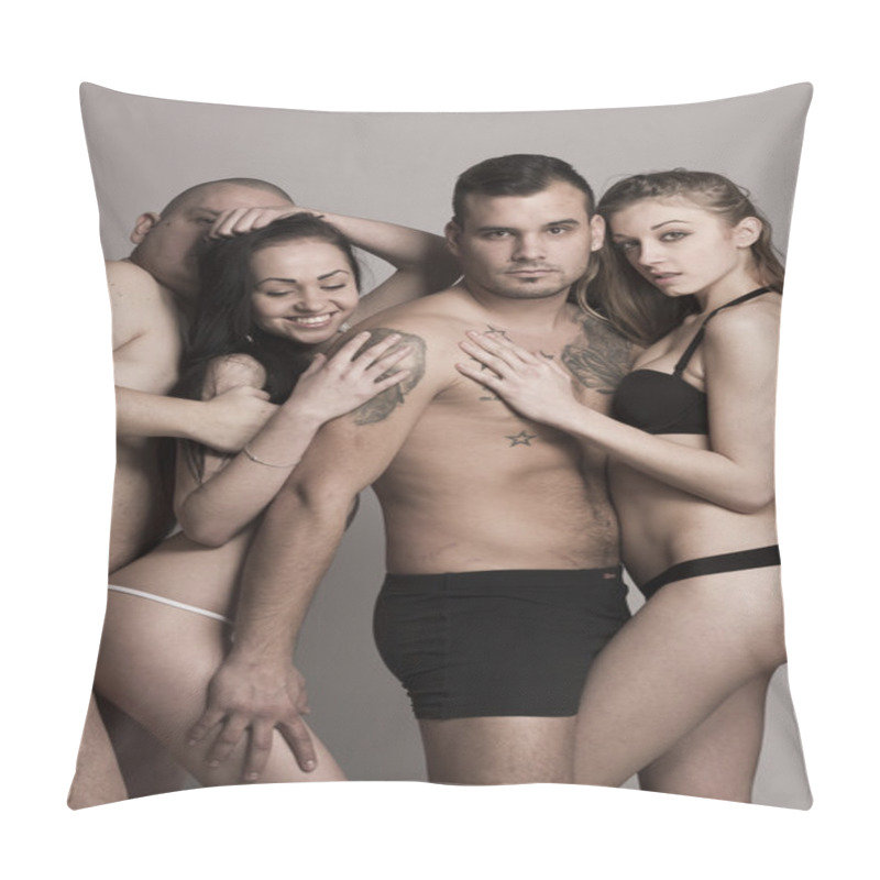 Personality  Swinger Foursome In Lingerie Pillow Covers