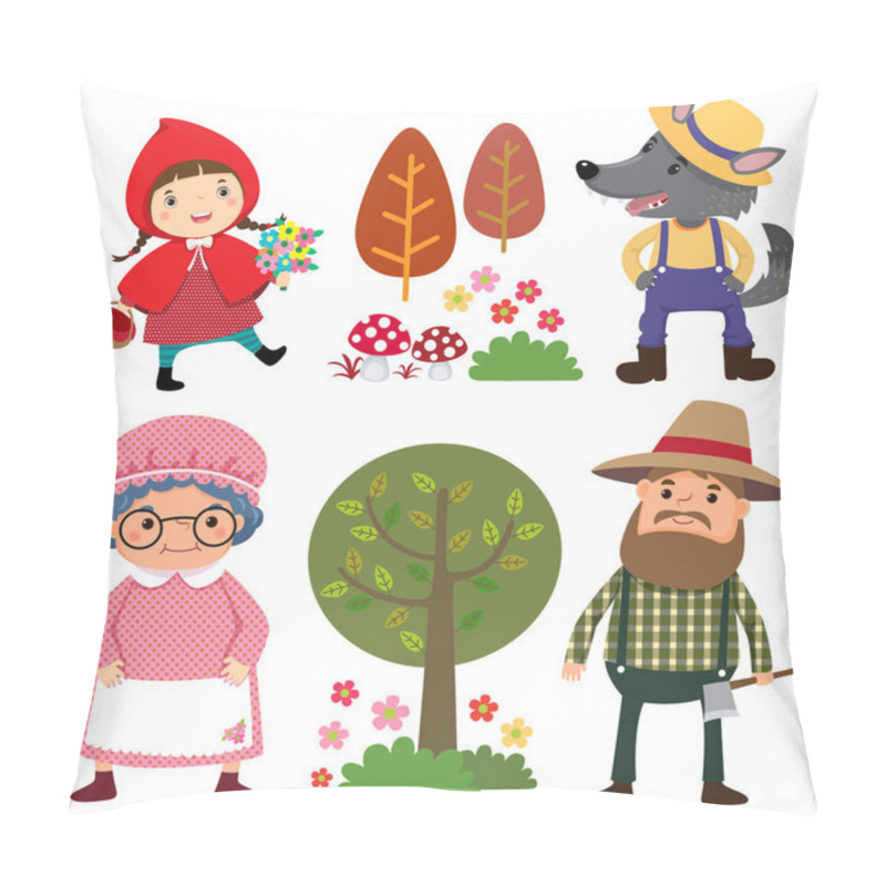 Personality  Set Of Characters From Little Red Riding Hood Fairy Tale Pillow Covers