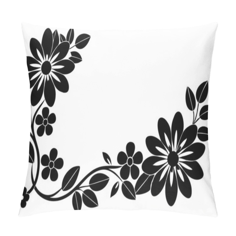 Personality  A Black And White Picture Of A Floral Design With Flowers And Leaves Pillow Covers