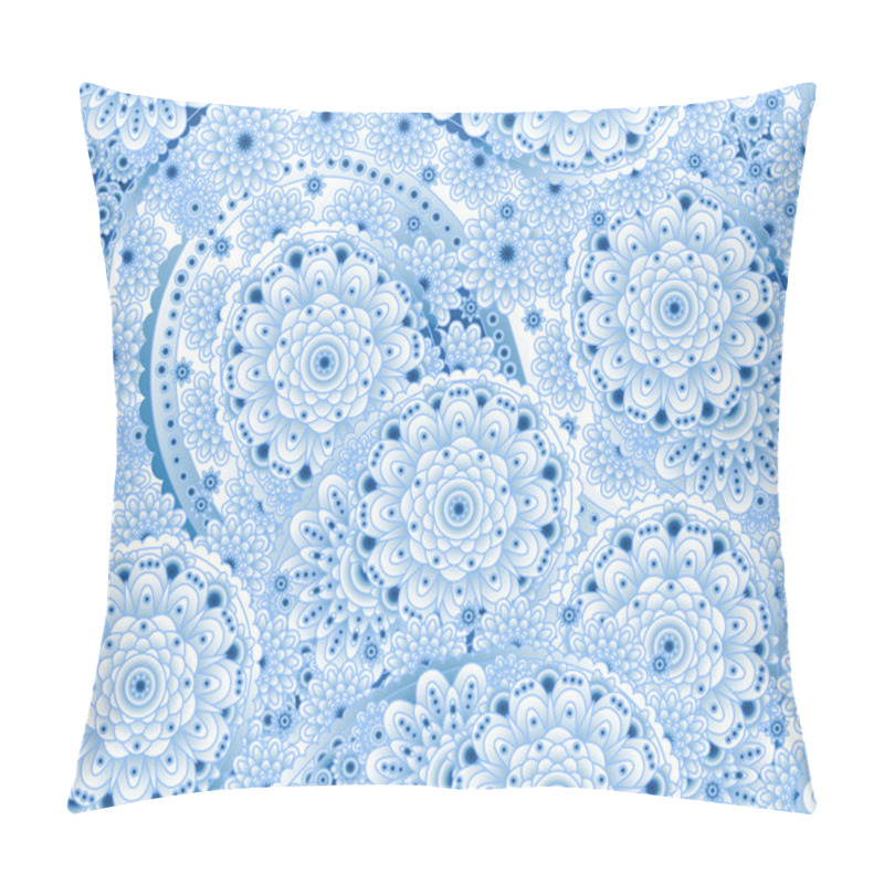 Personality  Christmas Seamless Blue Vector Pattern With White Snowflakes And Paisley Pillow Covers