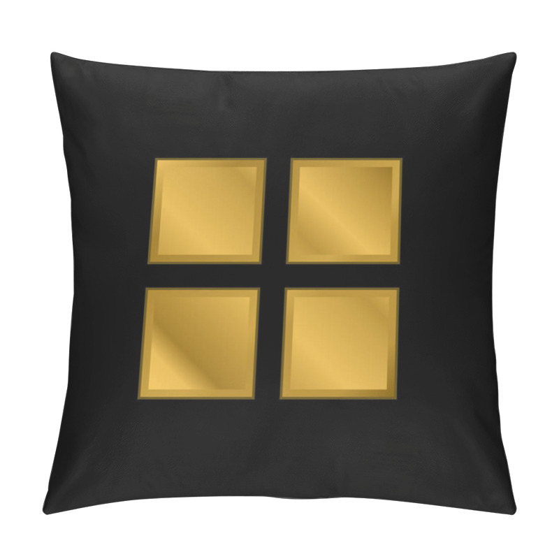 Personality  4 Black Squares Gold Plated Metalic Icon Or Logo Vector Pillow Covers