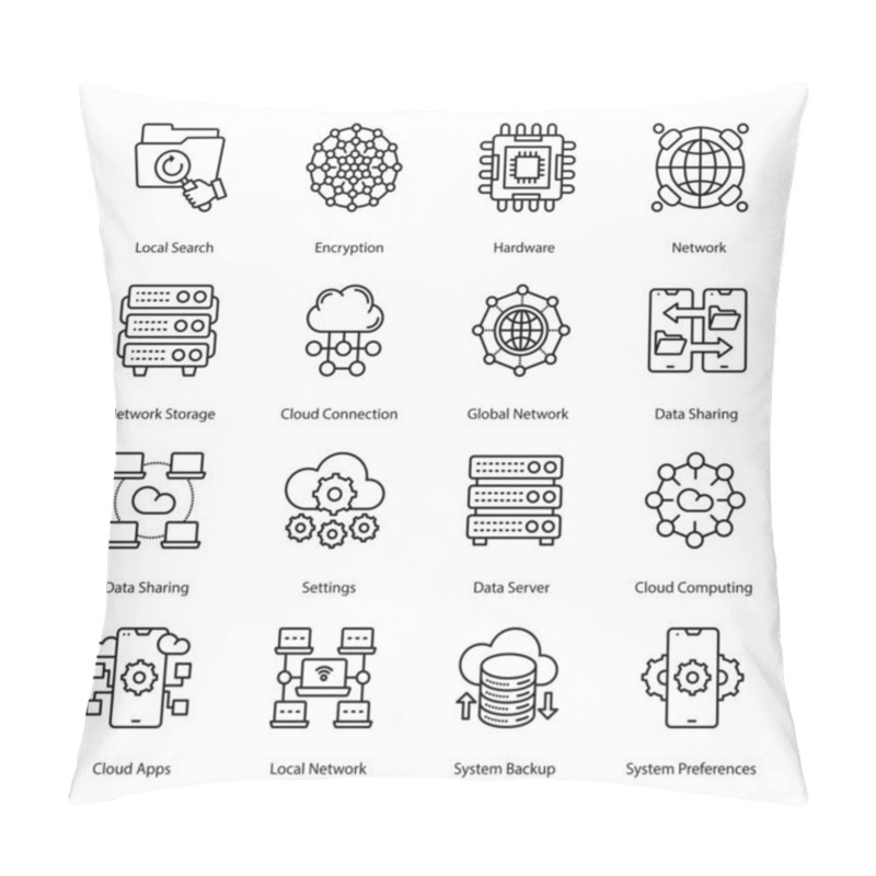 Personality  Cloud Computing Network Glyph Icons - Solid, Vectors Pillow Covers