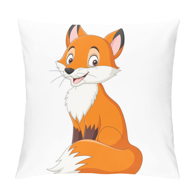 Personality  Vector Illustration Of Cartoon Happy Fox Isolated On White Background Pillow Covers