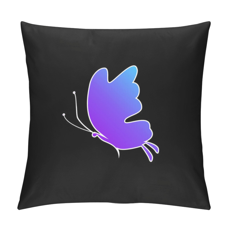 Personality  Beautiful Butterfly Silhouette Blue Gradient Vector Icon Pillow Covers