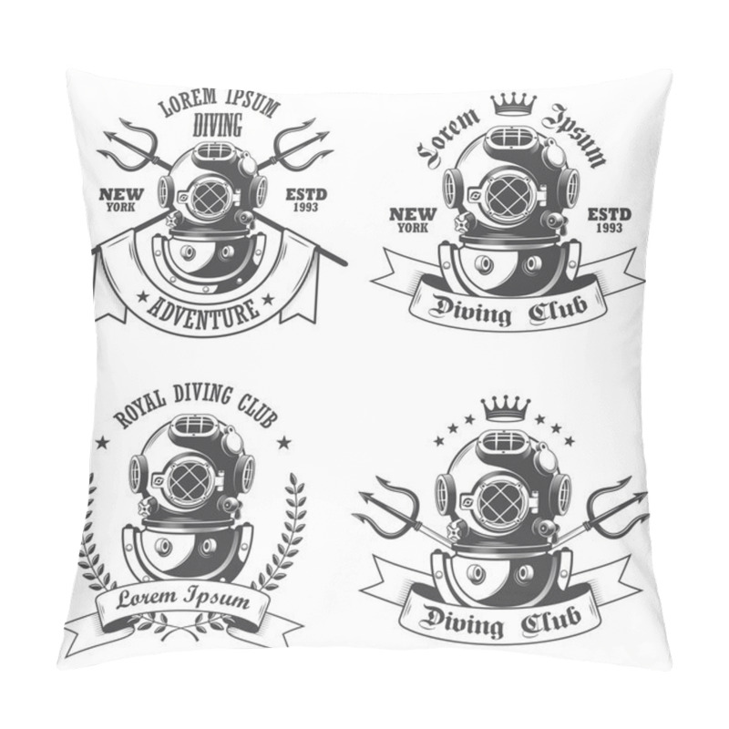 Personality  Set Of Diving Labels, Emblems And Designed Elements Pillow Covers