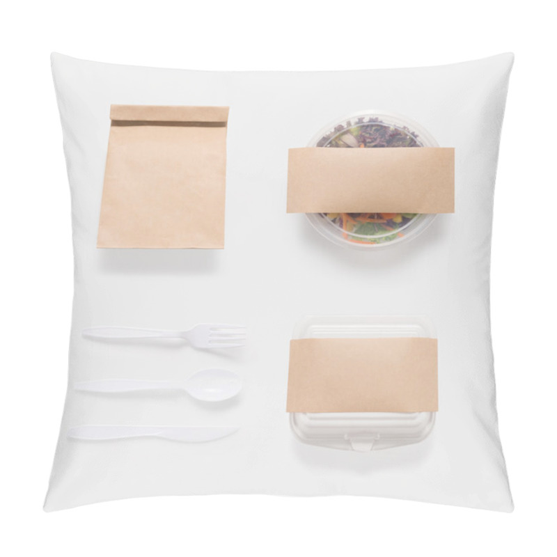 Personality  Design Concept Of Mockup Salad, Bag And Container Box Set Isolat Pillow Covers