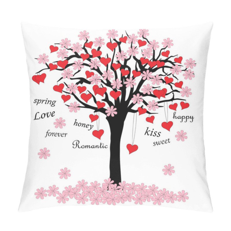 Personality  Tree Of Love With Blossoms And Words Pillow Covers