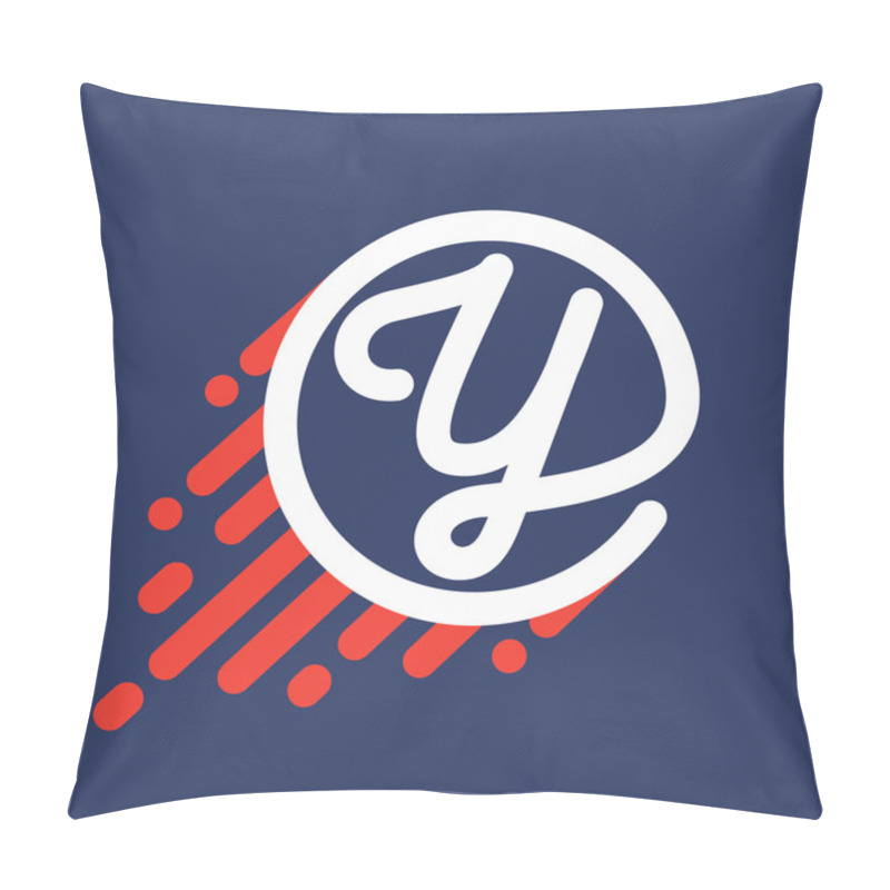 Personality  Y Letter Logo In Circle With Speed Line. Pillow Covers