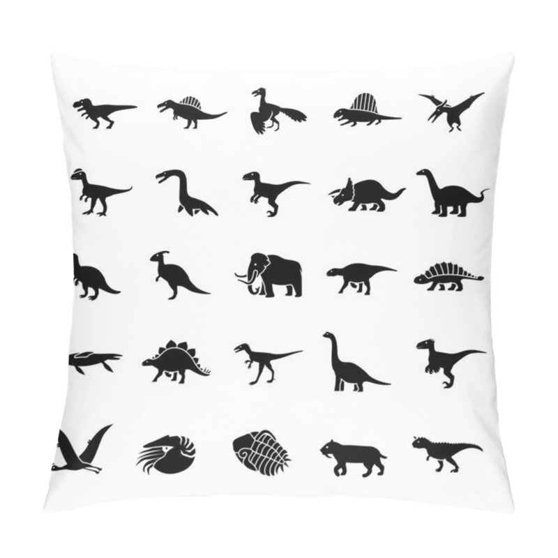 Personality  Prehistoric Animals Glyph Vector Icons Pillow Covers