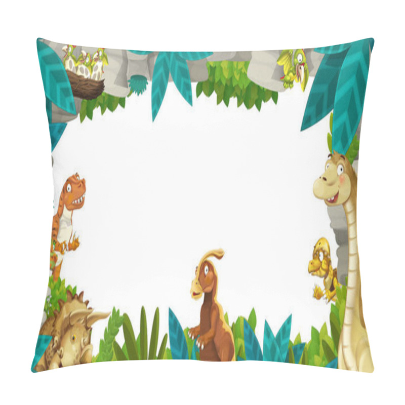 Personality  Cartoon Prehistoric Nature Frame With Dinosaurs Pillow Covers