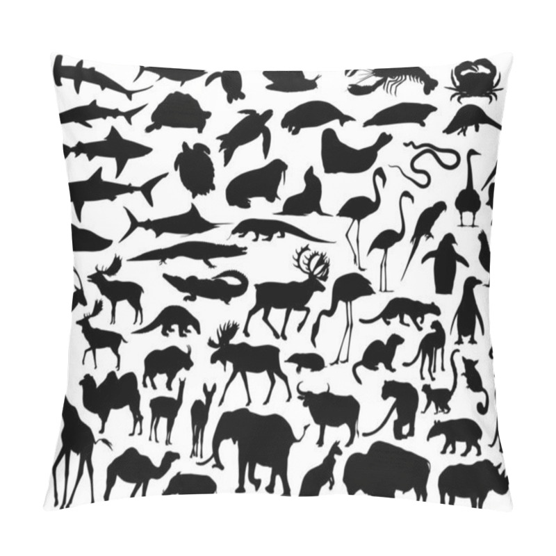 Personality  Collection Of Diverse Animal Vector Silhouettes Pillow Covers