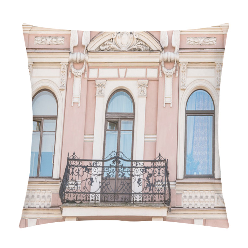 Personality  Windows In A Row And Balcony On Facade Of Apartment Building Pillow Covers