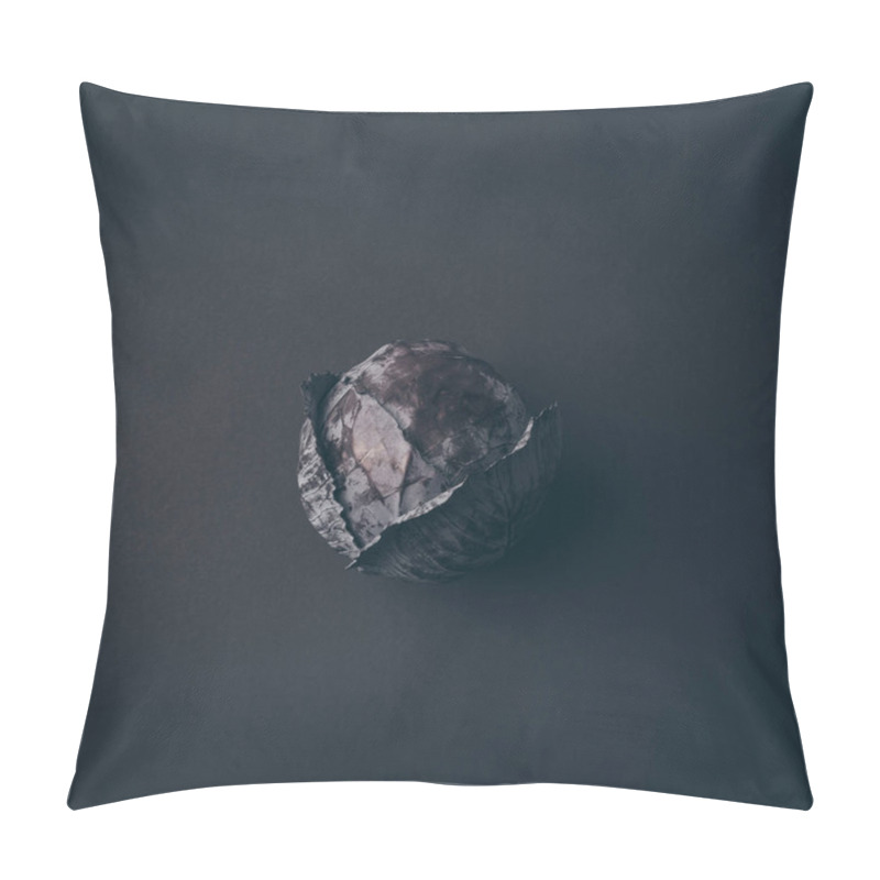 Personality  Top View Of Red Cabbage On Gray Table Pillow Covers