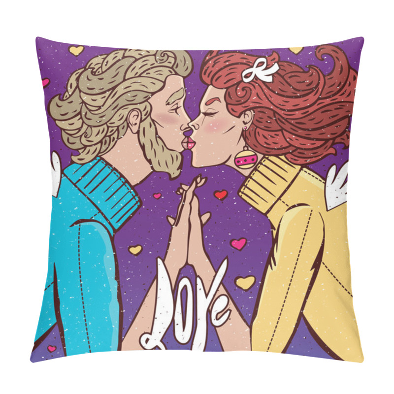 Personality  Man Kissing Woman Pillow Covers