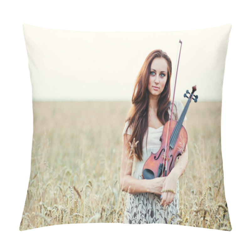 Personality  Young Girl With Violin Pillow Covers