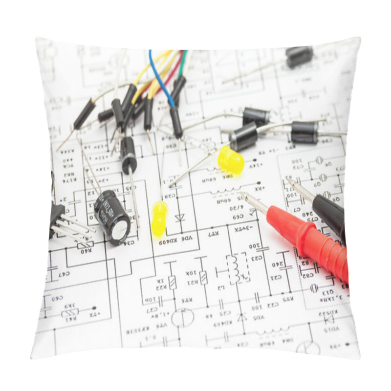 Personality  Electronic Components On Curcuit Diagram Pillow Covers