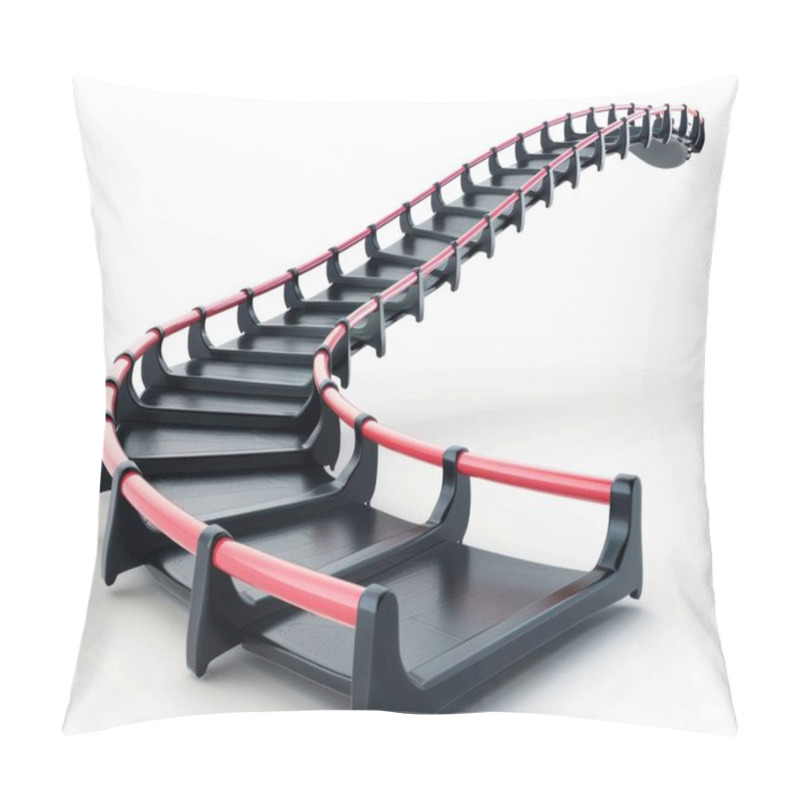 Personality  A Modern, Abstract Spiral Staircase With Sleek Black And Red Design, Symbolizing Movement And Innovation. Pillow Covers