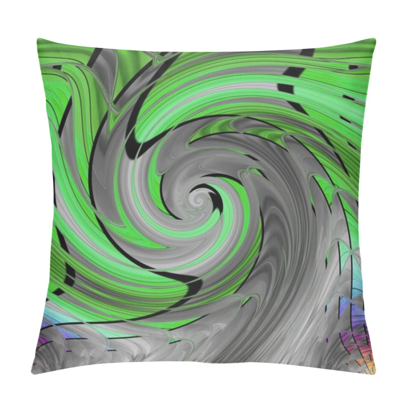 Personality  Green And Shades Of Grey Roof Architecture Into Intricate Futuristic Geometric Radial Circular Shapes Patterns And Designs Pillow Covers